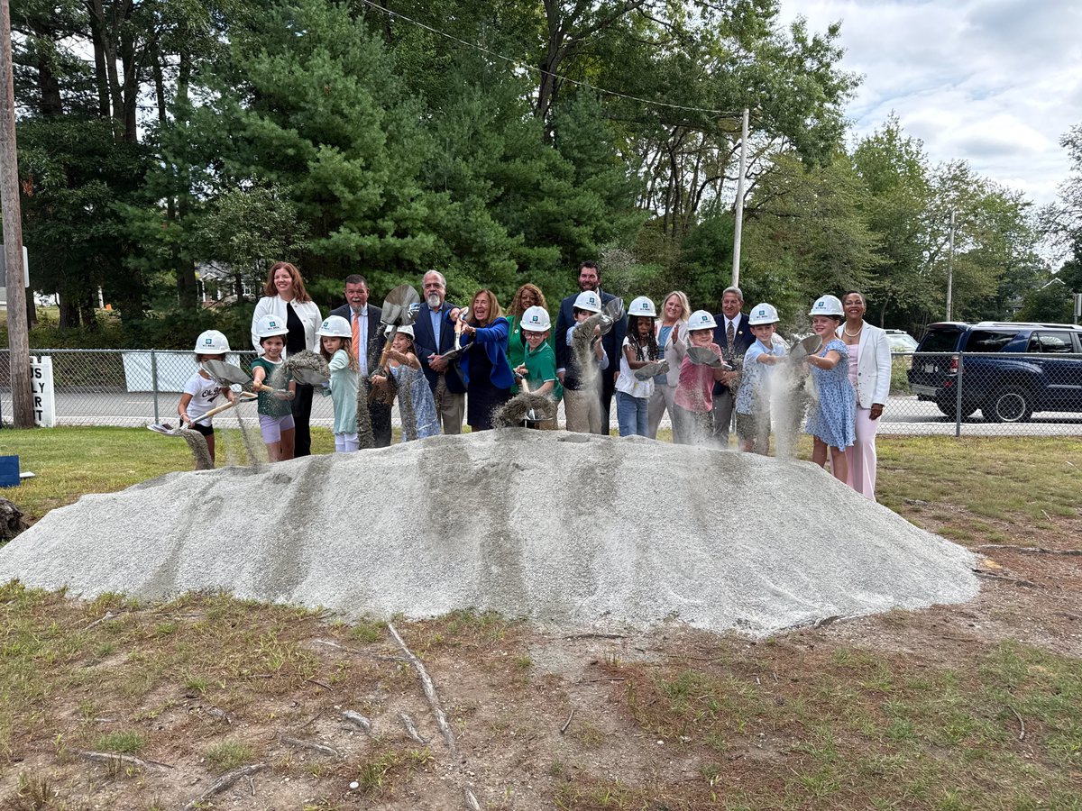 MassTreasury's tweet photo. Congratulations to Stoughton on the groundbreaking of the Cedar Hill South Elementary School! Affectionately referred to as “the School in the Woods,” its design honors the relationship between the school and its natural surroundings. https://t.co/uXvOvUO7Bc