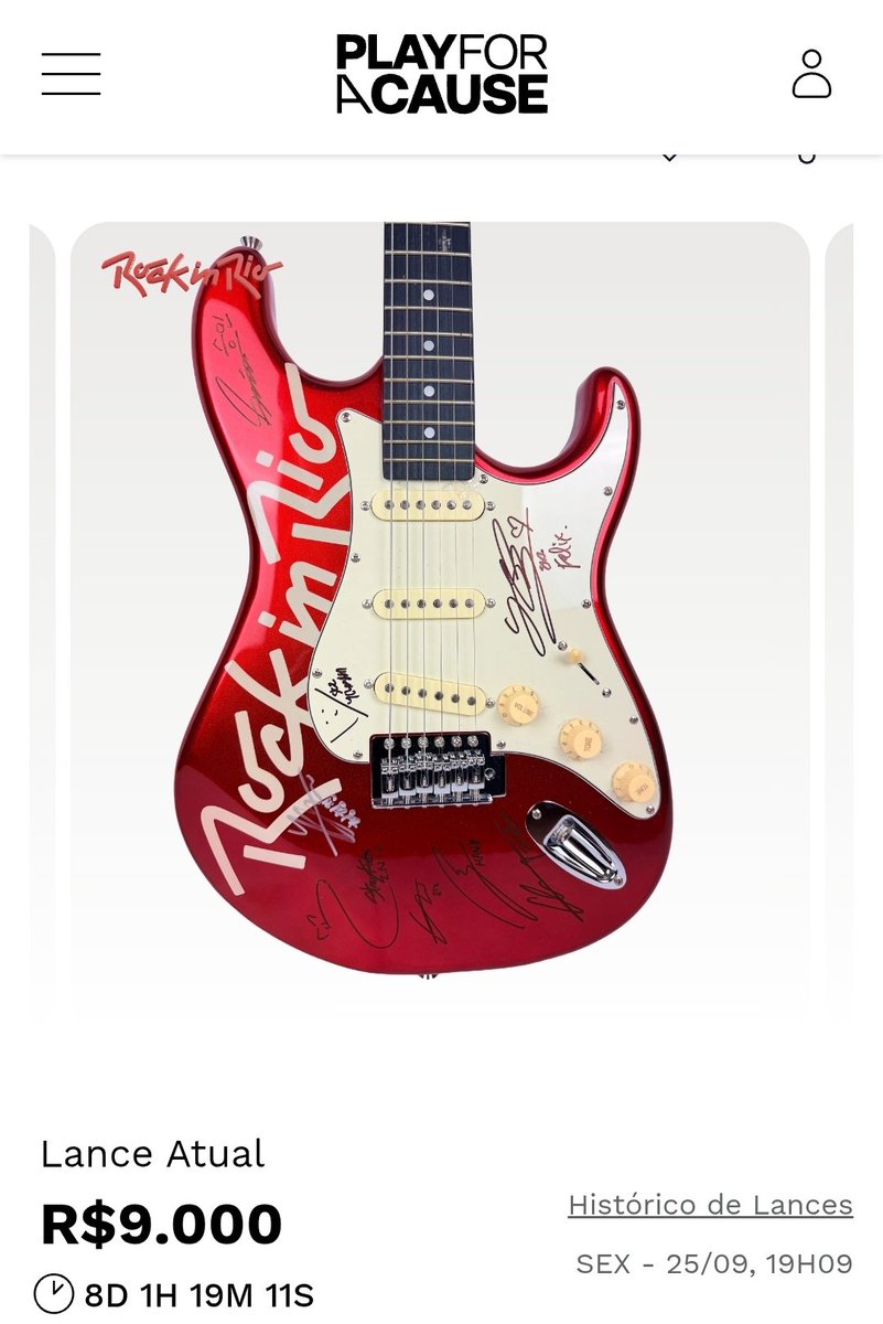 hyunbylix's tweet photo. a guitarra autografada pelo skz já tá 9 MIL REAIS gente do céu e lá se foi meu sonho de ter essa preciosidade🥲

vejam só essa belezinha sendo leiloada por uns 20 mil reais pra cima pq tem 8 dias ainda pra acabar https://t.co/2dHbWkwkho