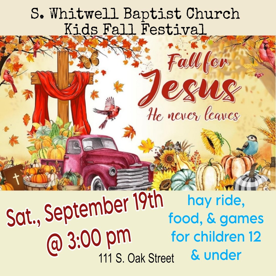 South_Whitwell's tweet photo. 🟠 12 and under Kids Festival this Saturday, Sept. 19th @ 3:00
location: our church

🔵 middle + high schoolers Youth Night - Kick Ball this Sunday, Sept. 20th @ 5:00 pm
location: Whitwell Park https://t.co/mv9Peqj421