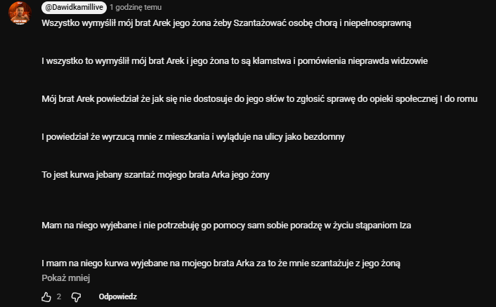 PlFazix's tweet photo. Niestety Dawid Jasper jest szantażowany przez swojego brata Arka oraz jego żonę. Najprawdopodoniej Dawid Kamil Patryk Wojtek Wójcik skończy bez dachu nad głową pozostawiony sam sobie. https://t.co/KrUKOvHLAw