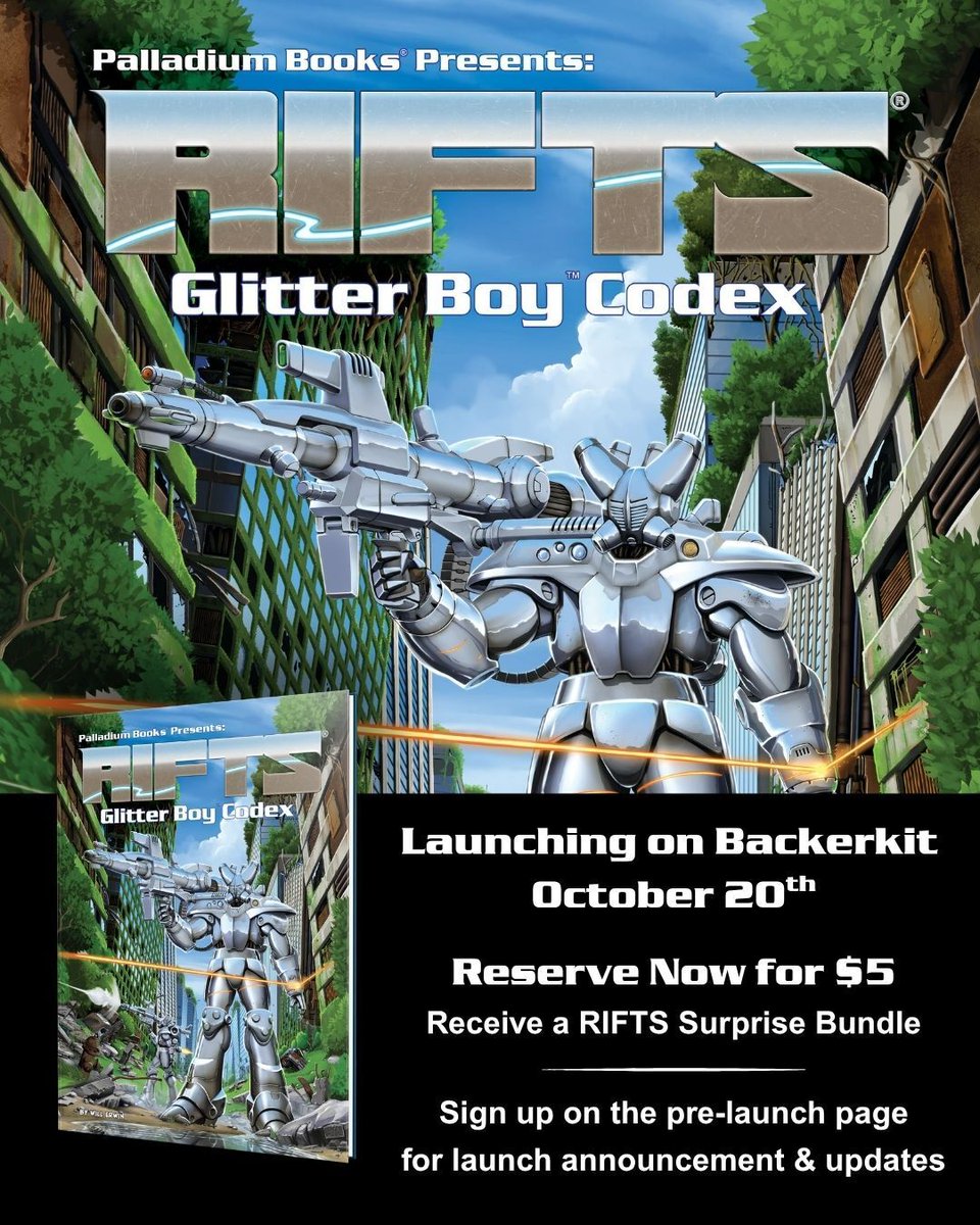 PalladiumBooks's tweet photo. Palladium Books Weekly Update!

Palladium Books is headed to Granite State Comic Con! Plus, our End of Summer Super-Sale is live with 40% OFF select TMNT® &amp; Other Strangeness, Rifts® &amp; more through September.

#PalladiumBooks #Rifts #TMNT

https://t.co/VeCNVfFsnn https://t.co/e2JqGfl9SL