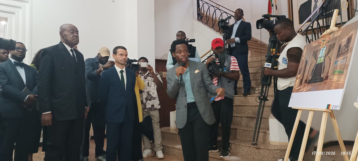 MINAC237's tweet photo. Bidoung MKPATT @MINAC237 received the D.G of Expertise France, today Thursday 17 September 2026, at the national museum, within the framework of the evaluation of the technical accompaniment of Expertise France in the modernisation of the national museum.
@joDionNgute https://t.co/KZgcDfsoZm