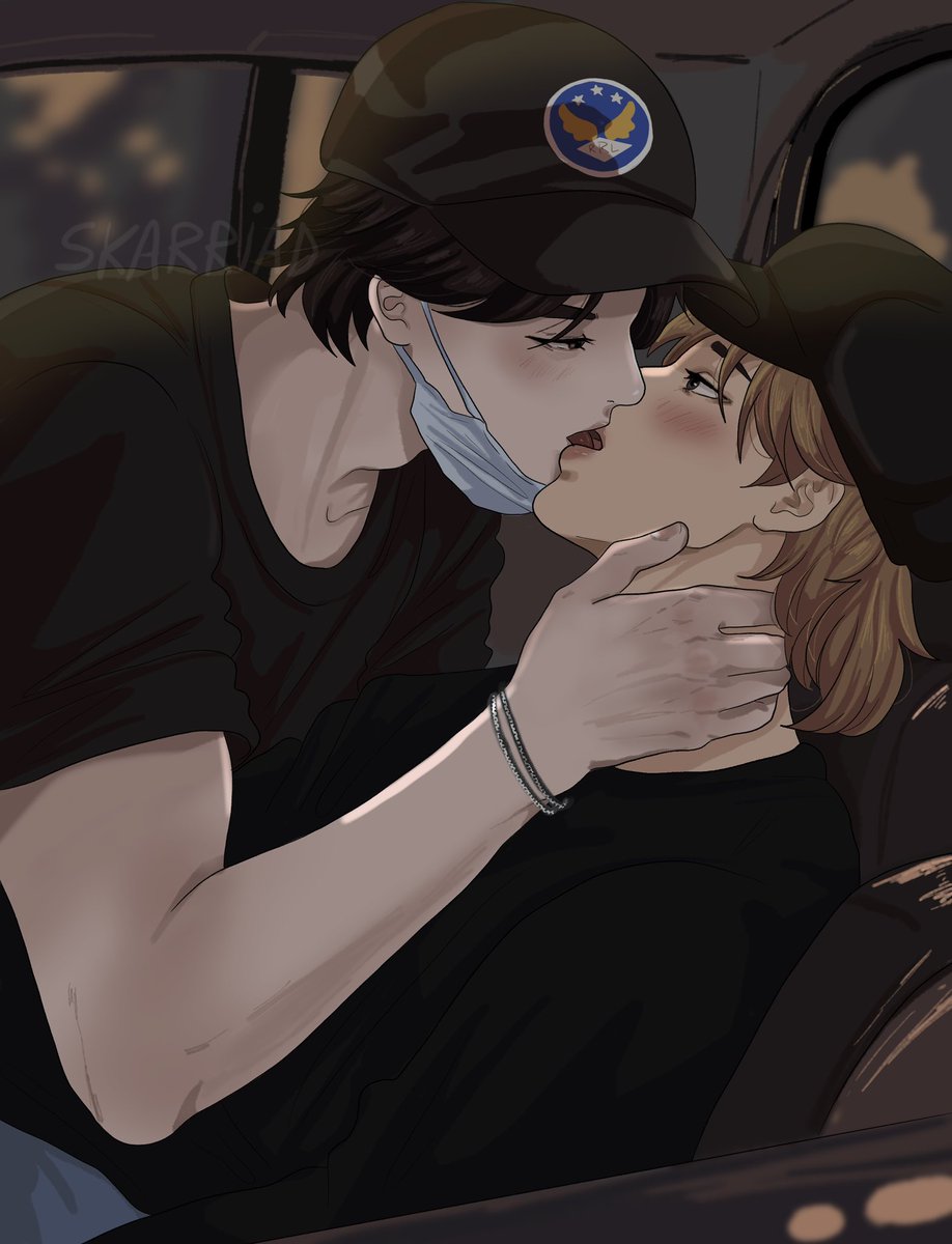 skarriad's tweet photo. yoonmin kissing before airport 🤭🤭 

#yoonmin #fanart https://t.co/gzzklQWsfE