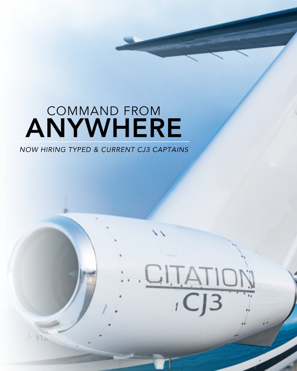 FlyJetAccess's tweet photo. Your next chapter could take off from anywhere.

Jet Access is hiring experienced CJ3 Captains to support our growing fleet and nationwide operations.

This Typed & Current position can be based anywhere in the United States and includes a $135,000 base salary, generous monthly and hourly bonus opportunities, and company-paid recurrent training.

Whether you're looking for greater flexibility, career growth, or a team that invests in its pilots, Jet Access provides the platform to do all three.

Ready for a career that keeps climbing? Apply now!