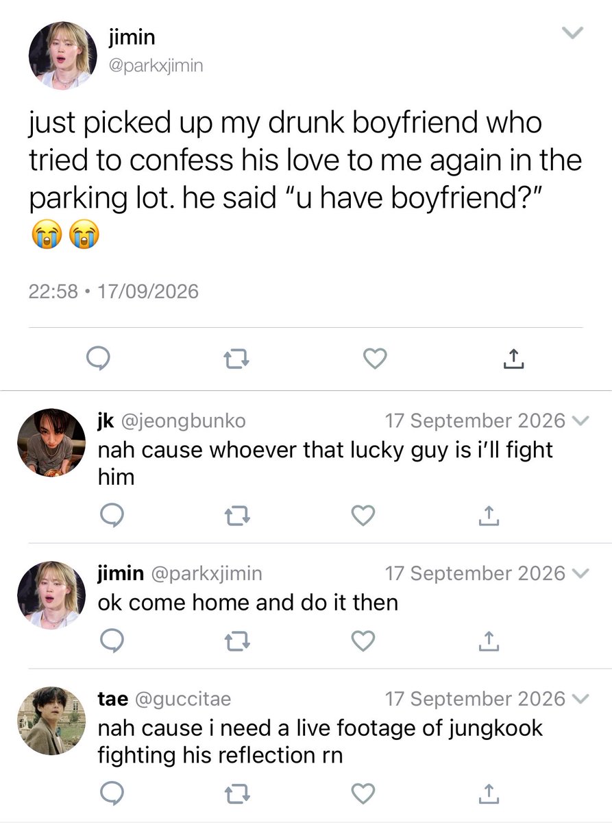 cloudsjimi's tweet photo. are we dating??? • jikook au

— everyone jungkook is drunk, he forgets he’s already dating his boyfriend jimin so he’s trying to make jimin his all over again. https://t.co/wNjuJOxRDc