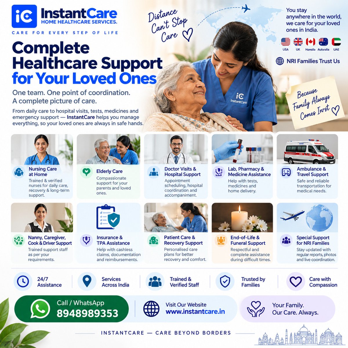 noahmartinezcsw's tweet photo. Complete healthcare support for your loved ones in India, wherever you are. InstantCare coordinates nursing, elderly care, hospital visits, tests, medicines, caregivers, insurance, recovery and more—with 24/7 assistance nationwide. Call/WhatsApp: https://t.co/1retNSabUY