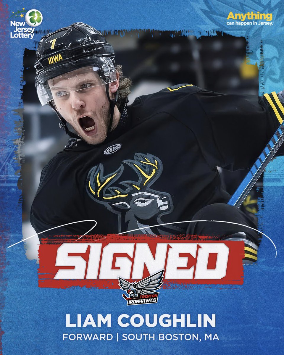 IronhawksHockey's tweet photo. SIGNED, SEALED, DELIVERED โผ๏ธ ๐ค
The Trenton Ironhawks are pumped to sign veteran forward Liam Coughlin! The Boston native joins the Ironhawks with nearly 300 ECHL games played.
Welcome to the flock, Liam! #ForgedForVictory
๐ฐ https://t.co/R6CIMKpp9J https://t.co/2xKV1B7sIt