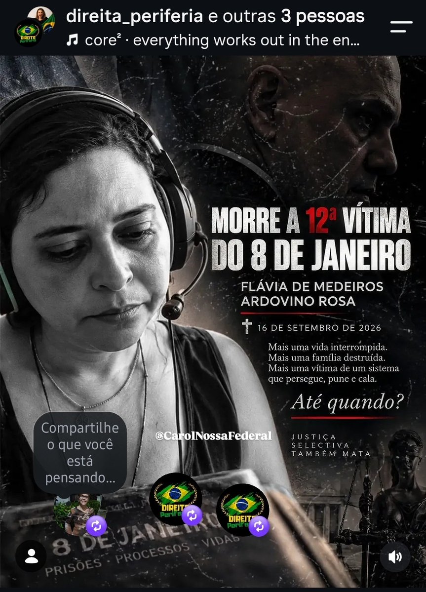 ROSILOPES6379's tweet photo. @PauloEchebarria  Paulo, boa tarde! Sigo vc nos canais Mundial e Paulo Eche. Quero deixar aqui um assunto que não estão mais falando e é revoltante, causa indignação. A morte da 12° vítima do 08/01, mais uma morte nas costas do Ditador Alexandre de Moraes. https://t.co/Ee8pttaOtT