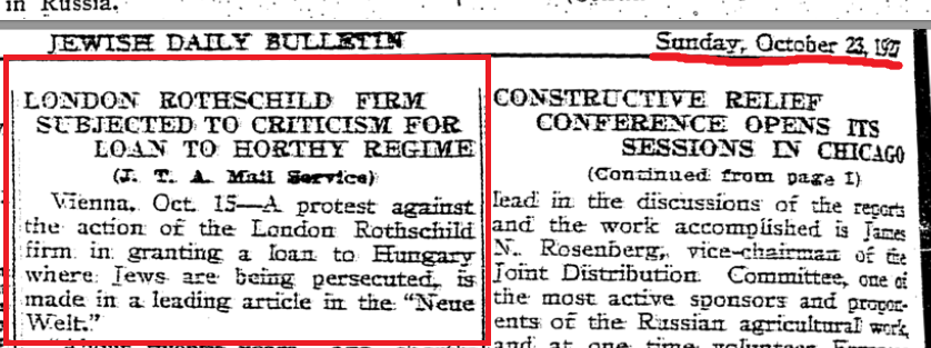 catholic_cg's tweet photo. WW2 scripting/forward planning.

London Rothschilds, Warburgs &amp; other Jewish bankers financing the (anti-Jewish) regime of Admiral Horthy in Hungary (later ally of Hitler).

"The governments saw Hungary as a bulwark against Bolshevism."

para 7

https://t.co/LXx5PPjzCH https://t.co/uZqoDkAPLQ