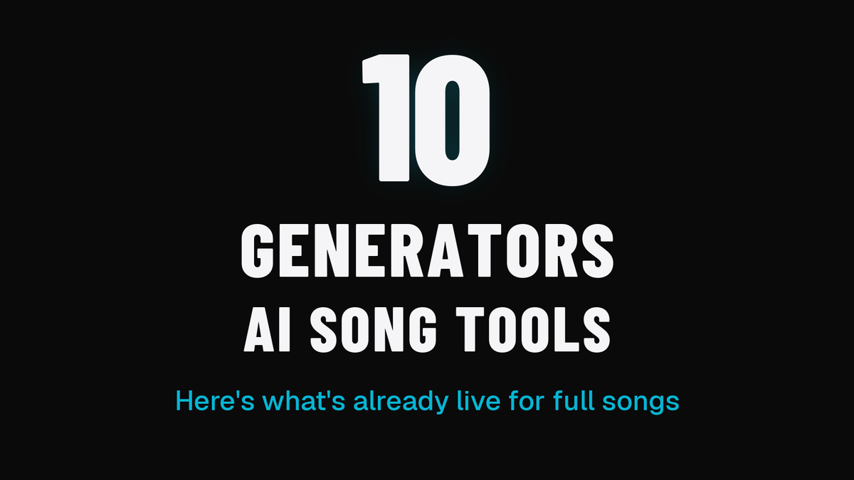 TheStackMusic's tweet photo. 10 AI music generators already live.

#MusicTech #AImusic #AISongGen #MusicProduction https://t.co/XxJRqQ8hfD
