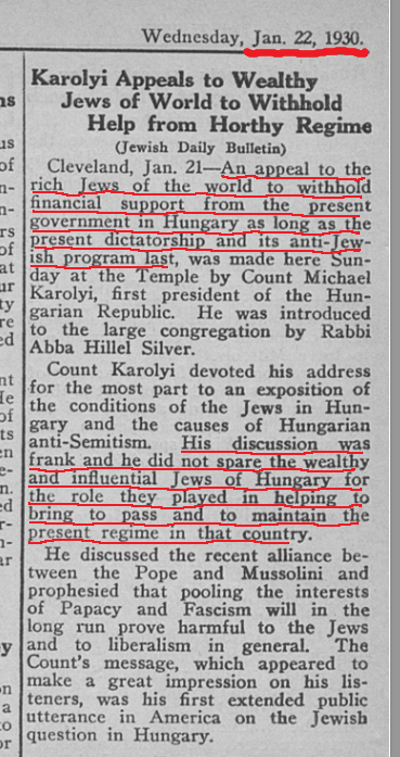 catholic_cg's tweet photo. WW2 scripting/forward planning.

London Rothschilds, Warburgs &amp; other Jewish bankers financing the (anti-Jewish) regime of Admiral Horthy in Hungary (later ally of Hitler).

"The governments saw Hungary as a bulwark against Bolshevism."

para 7

https://t.co/LXx5PPjzCH https://t.co/uZqoDkAPLQ