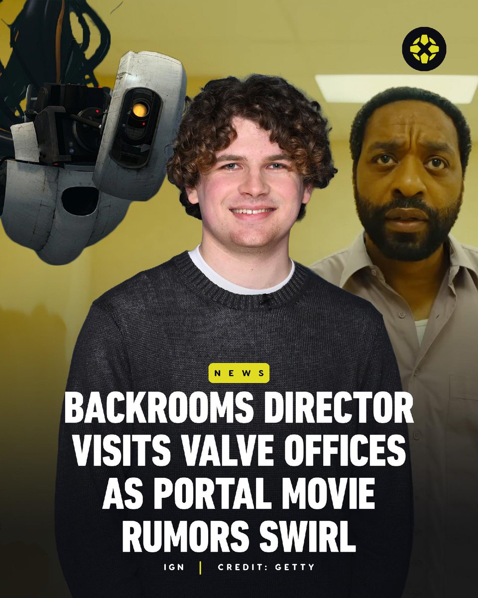 IGN's tweet photo. Backrooms director Kane Parsons is fueling rumors of a potential Portal movie after he posted photos from his visit to Valve’s offices. https://t.co/22hfqZBwXM https://t.co/ABruaoH01j