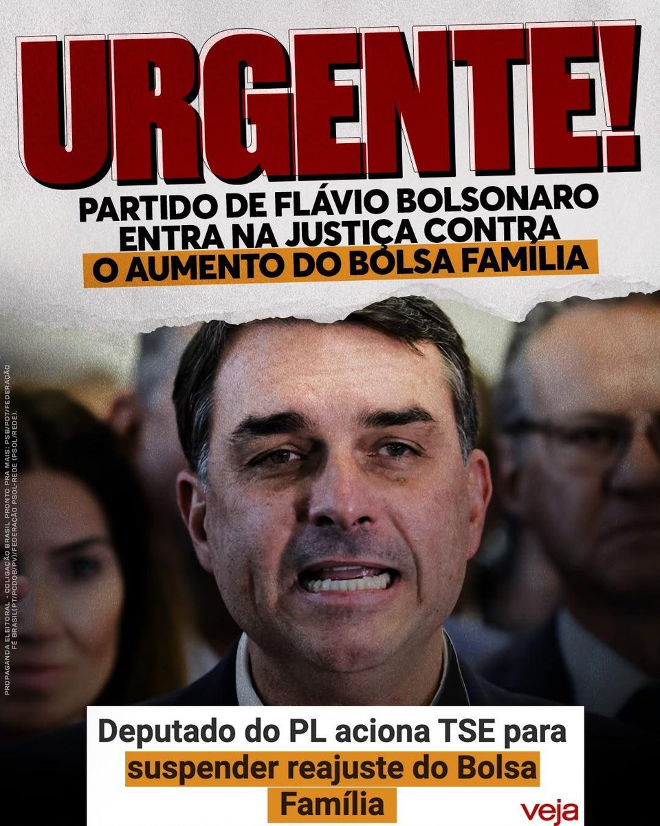 Viinicius_PE's tweet photo. 🚨🚨🚨 URGENTE: O PARTIDO DE FLÁVIO BOLSONARO QUER BARRAR O AUMENTO DO BOLSA FAMÍLIA!

O partido de Flávio Bolsonaro acaba de entrar na Justiça contra o aumento de 15% no Bolsa Família, anunciado hoje pelo presidente Lula.

ESPALHE AO MÁXIMO ESSA NOTÍCIA! ENCAMINHE PARA TODOS OS AMIGOS E GRUPOS DE WHATSAPP! 📲

VAMOS IMPEDIR QUE FLÁVIO BOLSONARO CORTE O AUMENTO DO POVO. ESSA GENTE SÓ TRABALHA CONTRA O POVO BRASILEIRO!