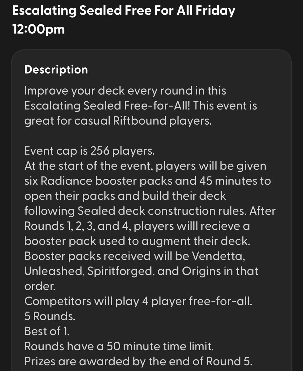 streetcatcards's tweet photo. some new side events, maybe we’ll see these for Convergence Fest too?
- Nation Clash: Super Saturday equivalent w/ top 8 promos &amp; (currently) a 1 of 1 champion promo 
- Team Trios Constructed
- Escalating Sealed: +1 pack per round
- 5 pack Chaos draft: using 1 pack from each set https://t.co/dH2byE3zzZ