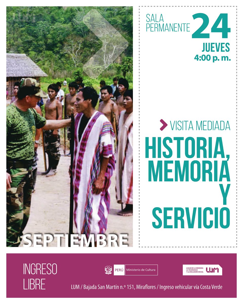 LUMoficial's tweet photo. 🎖️ Conoce el destacado papel y la heroica
participación de las Fuerzas Armadas durante los años
1980-2000 en la visita mediada "Historia, memoria y
servicio".

🗓️ Jueves 24 de septiembre
🕓 4:00 p. m.
🎟️ Ingreso libre https://t.co/K8BPJiNB2n
