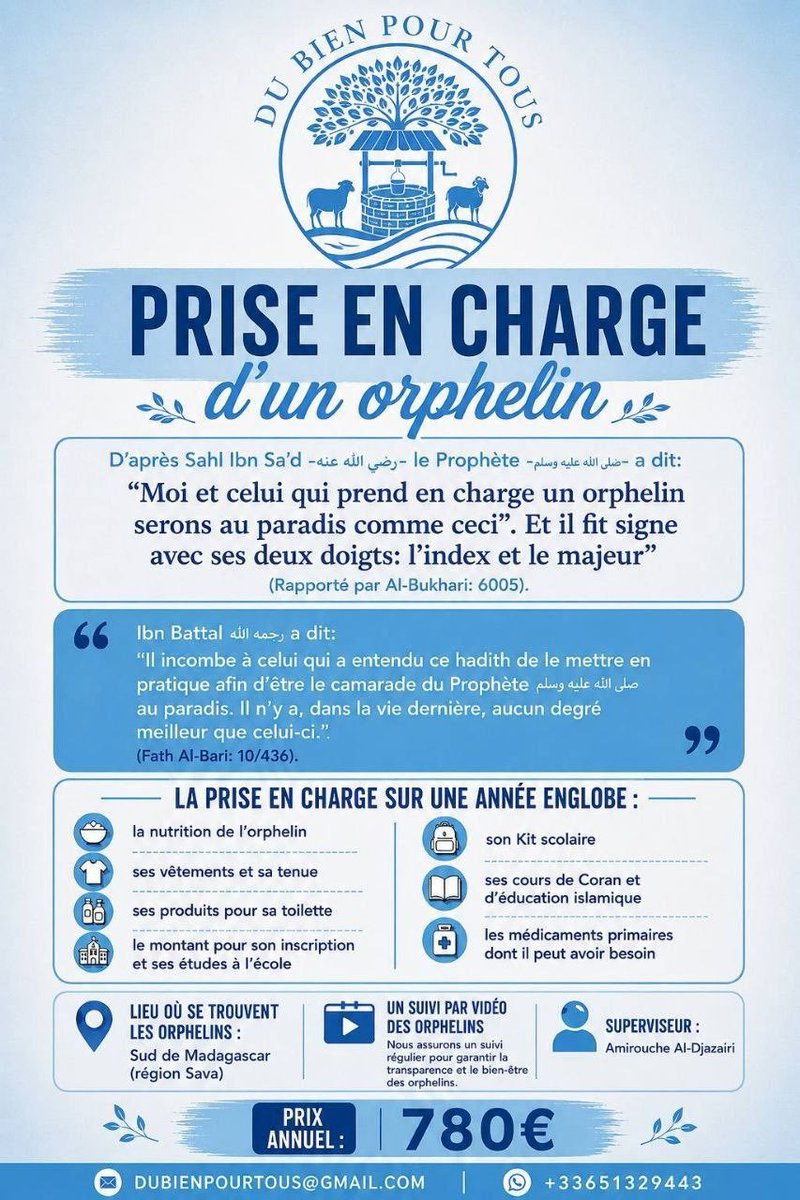 wis3nia's tweet photo. 🌿Prise en charge d'un orphelin🌿
télégram : https://t.co/TEYJC36pI1
#islam #tawhid #sadaqa #orphelin https://t.co/Ep4FkyTYRX
