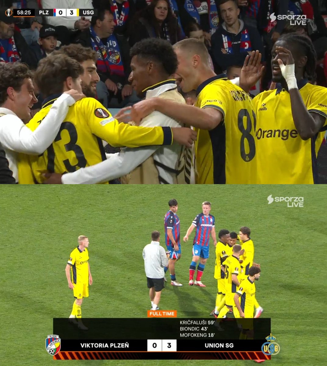 TheLokiLad's tweet photo. 🔚 FULLTIME
🇨🇿 Viktoria Plzeň 0-3 Union Saint-Gilloise 🇧🇪
▪️ Union SG put on a clinical attacking clinic on the road, netting three unanswered goals including a sharp strike from Relebohile Mofokeng.
#UEL #PLZUSG https://t.co/dtCP6vkrls
