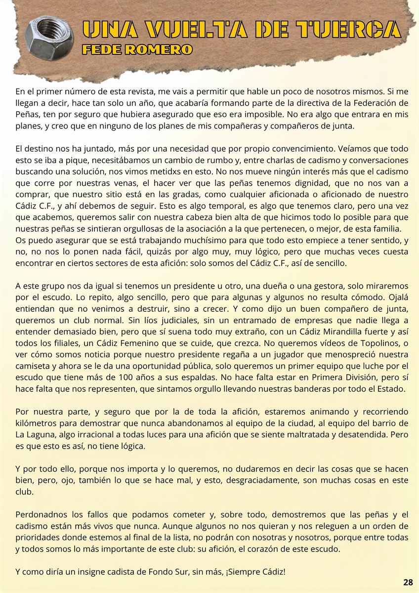 FPCadistas's tweet photo. REVISTA EN AMARILLO Y AZUL
Desde la Fila 12 (Carlos Vélez)
Una vuelta de tuerca (Fede Romero)
Conrazón cadista (Fernando Arévalo) https://t.co/u2WCa1PWaL