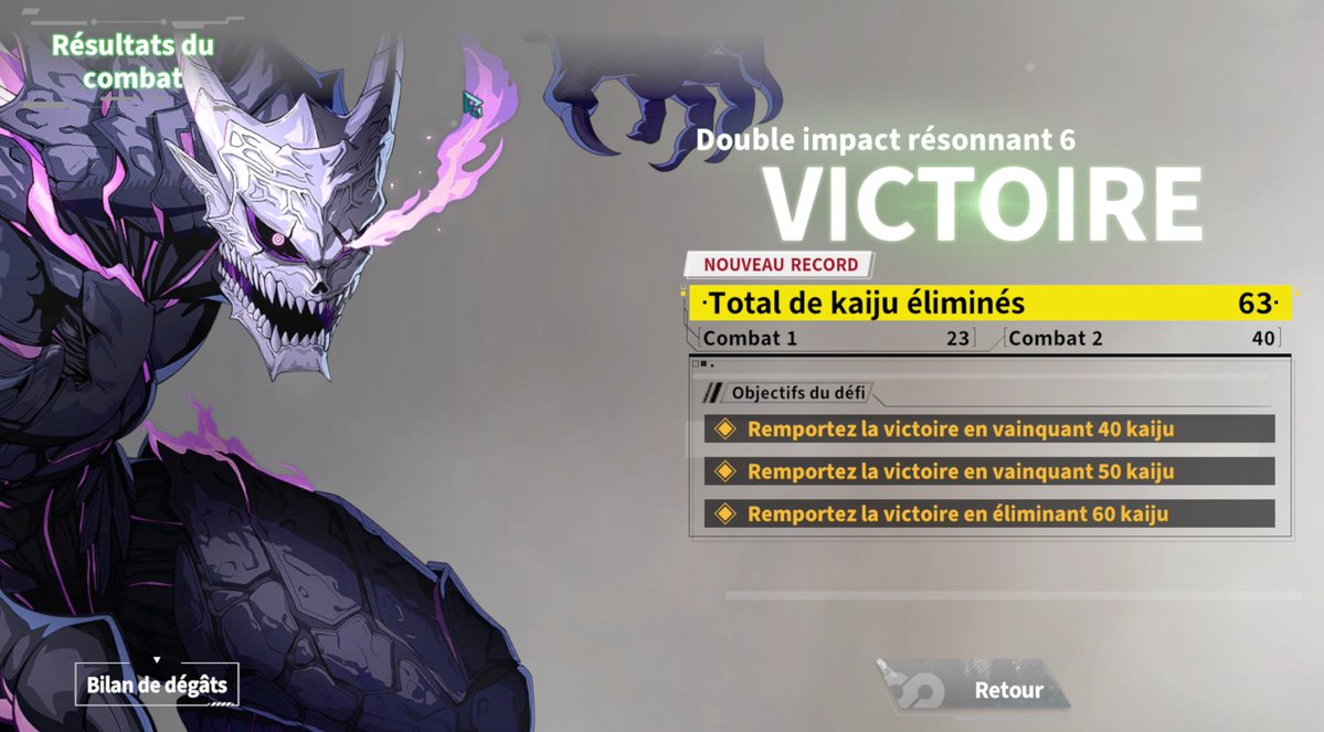 Animashiva's tweet photo. Finally done last massive conquest combat. Must be far better comps but I don't have all characters yet ! #KaijuNo8 #KaijuNo8THEGAME https://t.co/MK0iv4PfaE