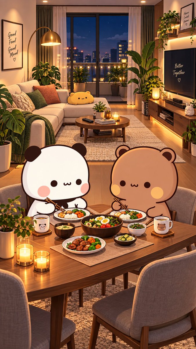 BUBUDUDU_FanNF's tweet photo. A veces la felicidad se parece a esto: comida rica, un hogar acogedor y compartir la mesa con tu persona favorita. 🐼🐻🤎✨

━━━━━━━━━━━━━━

Sometimes happiness looks just like this: good food, a cozy home, and sharing the table with your favorite person. 🐼🐻🤎✨

#BubuAndDudu #CuteCouple #CozyVibes #BetterTogether #Kawaii #CoupleGoals #HomeSweetHome #bubududu #dudububu #x