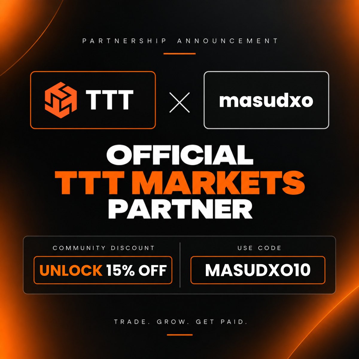 sadaujnr's tweet photo. Proud to announce my official partnership with @TTTMarkets Markets! 🚀
Access top-tier capital, sharpen your trading edge, and scale your potential.

Use code  MASUDXO10 at checkout to get 15% OFF your evaluation challenge.

Let’s trade smarter, grow stronger, and win together! 🔥