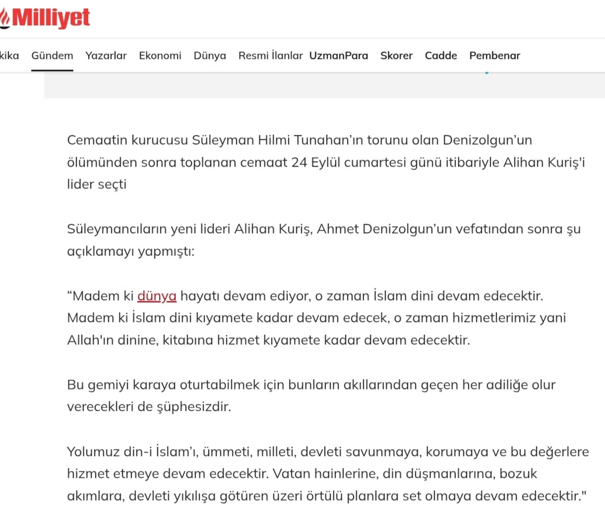 DijitalKesit's tweet photo. Ahmet Arif Denizolgun'un irtihalinin ardından Süleymancıların lideri olan Alihan Kuriş'in 2016 yılında yaptığı ilk açıklama ortaya çıktı. #AlihanKuris "Vatan hainlerine, din düşmanlarına, bozuk akımlara, devleti yıkılışa götüren üzeri örtülü planlara set olmaya devam edeceğiz." https://t.co/qIBtMph0Kh