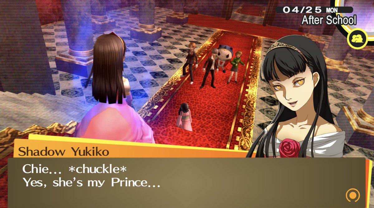 tomoechie's tweet photo. I guarantee you 100% if chie was a guy you wouldnt have an obnoxious asshole in your ear talkin about some “why cant x just be friends?” and they wouldnt hesitate to call scenes like this romantic coded https://t.co/07JZtItUg8