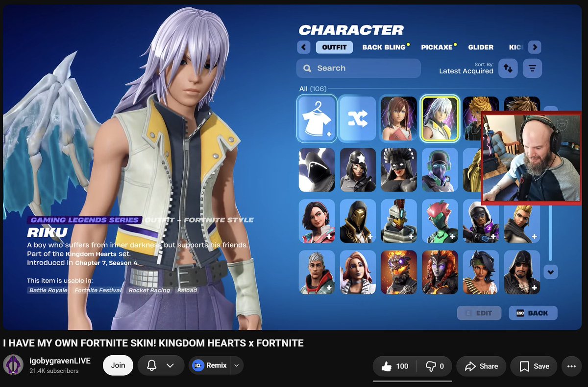 KHMLTomorrow's tweet photo. 🌟Riku playing as Riku in Fortnite https://t.co/AHm9iRihXj