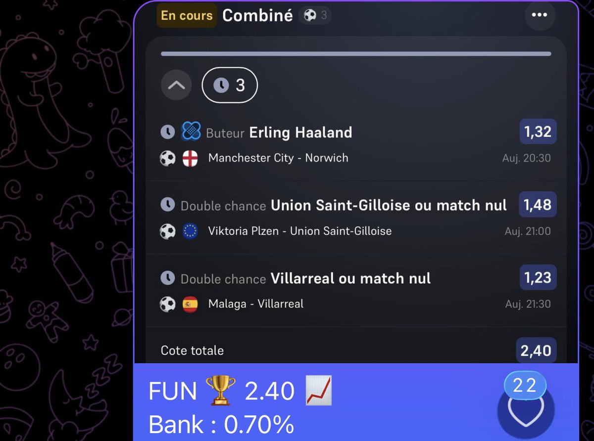 HITBET47x's tweet photo. FUN PRIVÉ 🏆 1.82 📈

PERFECT, 2/2 SAFE + FUN ✅
#TeamParieur https://t.co/cZlkVNRSYE