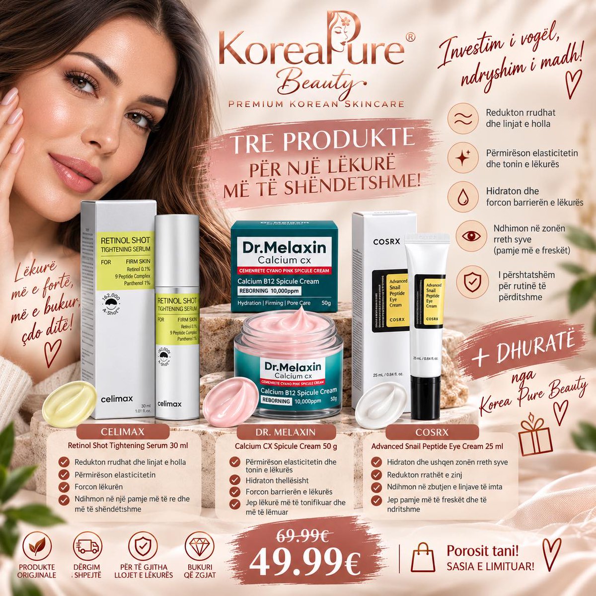 miajohnsoncqsit's tweet photo. 3 products. 1 routine. An investment in your skin. A focused Korean skincare routine for firmer, smoother, fresher-looking skin. Celimax Retinol Shot Tightening Serum with 0. 1% retinol, 9-peptide complex and panthenol for fine lines, elasticity https://t.co/5BDEoClPsd