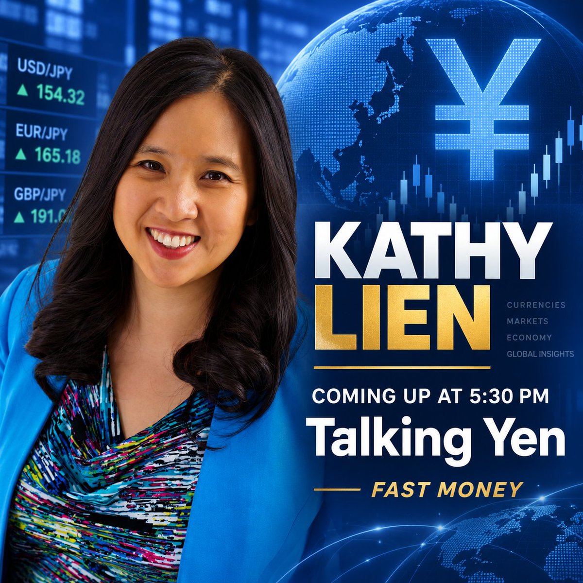 kathylienfx's tweet photo. Coming up on @CNBCFastMoney in 5 minutes talking the Yen! https://t.co/OiZZUQTovZ