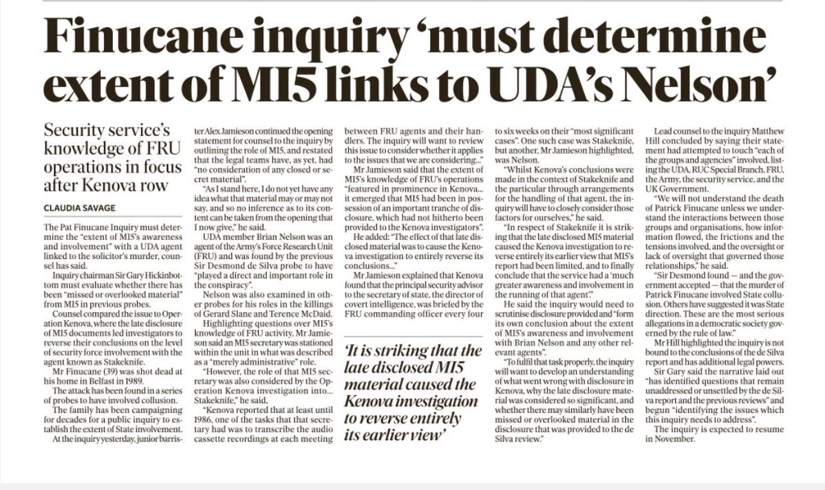 PolDeBuitleir's tweet photo. “Sir Desmond found — and the government accepted — that the murder of Patrick Finucane involved State collusion. Others have suggested it was State direction. These are the most serious allegations in a democratic society governed by the rule of law.” https://t.co/lqFAIJaa07