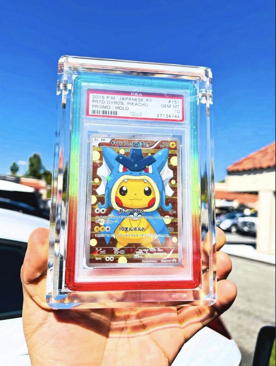 jestor's tweet photo. GIVING AWAY this PSA 10 GEM MINT 2015 Japanese Gyarados Poncho Pikachu #151 ✨

One of the most iconic and adorable Pikachu cards ever made. 🐭⚡️

Valued at $14,000+ and it could be yours.

Just LIKE + REPLY to enter for a chance to WIN!

Good luck 🫡 https://t.co/0wDq5nZO0t