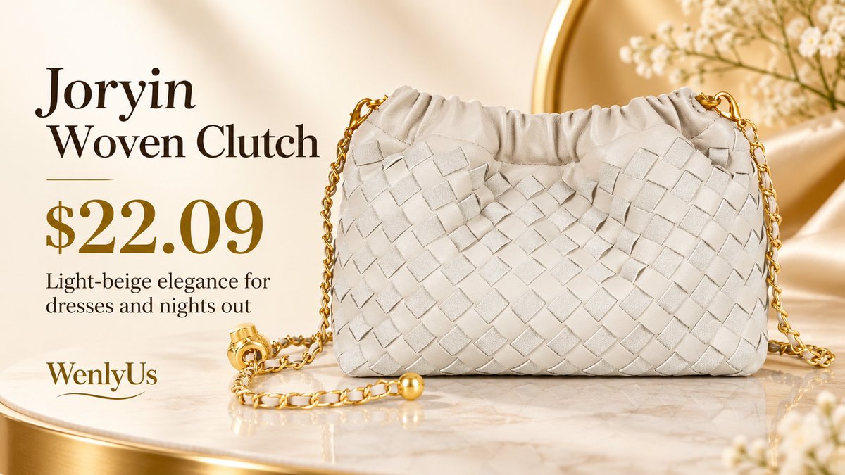 WenlyUs's tweet photo. The finishing touch your dress was waiting for. ✨

Joryin’s light-beige woven clutch and gold chain add effortless elegance to weddings, dinners and nights out.

$22.09 when checked.

You’re winning with WenlyUs 👑 https://t.co/Zv5nWDP4qN