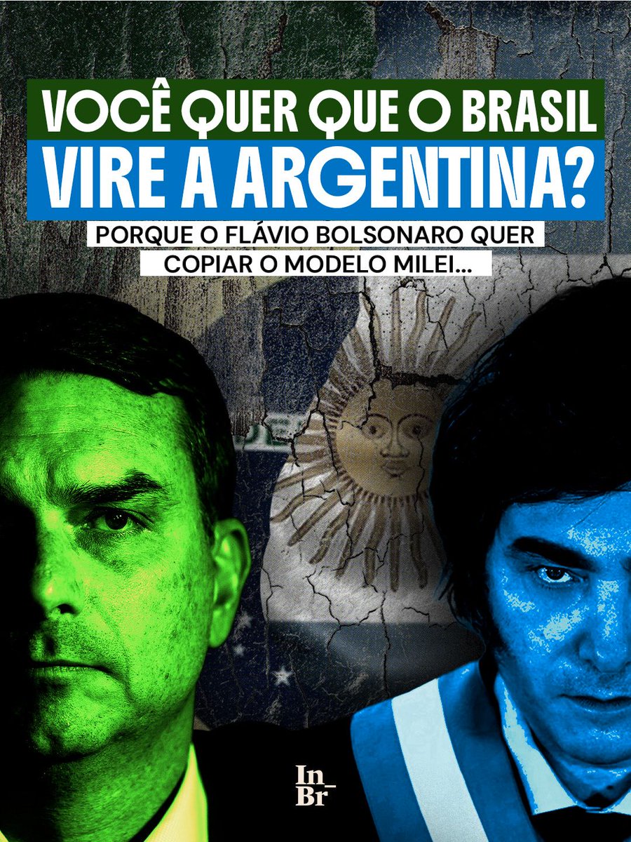 TheInterceptBr's tweet photo. Flávio Bolsonaro se inspira no modelo econômico de Javier Milei. Será que isso pode ser bom para o Brasil? https://t.co/w6BR739dM4