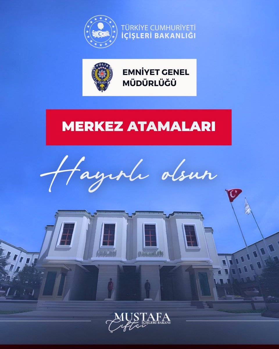 mustafaciftcitr's tweet photo. EMNİYET GENEL MÜDÜRLÜĞÜMÜZDE YENİ GÖREVLENDİRMELER 🇹🇷

Emniyet Genel Müdürlüğümüzün merkez teşkilatında 2026 yılı görevlendirmeleri kapsamında;

▪️ Rüştü Yılmaz, Kaçakçılık ve Organize Suçlarla Mücadele Başkanı,

▪️ Adnan Özdemir, Narkotik Suçlarla Mücadele Başkanı,

▪️ Hüseyin Ediz Tercanoğlu, Özel Harekât Başkanı,

▪️ Murat Türesin, Personel Başkanı,

▪️ Nihat Uzun, Bilgi Teknolojileri ve Haberleşme Daire Başkanı,

▪️ Turgay Olgun, Dış İlişkiler Daire Başkanı,

▪️ Fatih Tatlıoğlu, Güvenlik Daire Başkanı,

▪️ Oykun İlgün, Siber Suçlarla Mücadele Daire Başkanı,

▪️ Beyhan Gürbüz, Sosyal Hizmetler ve Sağlık Daire Başkan Vekili,

▪️ Aydın Uğurlu, Tanık Koruma Daire Başkanı,

▪️ Salih Gözüm, Terörle Mücadele Daire Başkanı olarak görevlendirilmiştir.

Yeni görevlerine atanan kıymetli mesai arkadaşlarımı tebrik ediyor, her birine görevlerinde muvaffakiyetler diliyorum.

Görevlendirmelerin Emniyet Teşkilatımıza, ülkemize ve aziz milletimize hayırlı olmasını temenni ediyorum.

Milletimizin huzuru, ülkemizin güvenliği için aynı azim ve kararlılıkla çalışmaya devam edeceğiz.

@TC_icisleri
@EmniyetGM