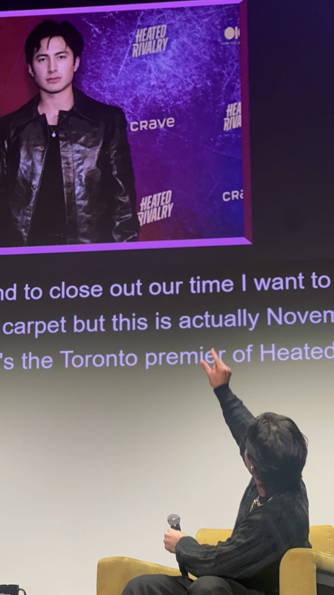 hudsonwupdates's tweet photo. 🤏🤏 Hudson Williams reacting to his photo at “Heated Rivalry” season 1 premiere! (via unrivaled) https://t.co/teYiweG9g3