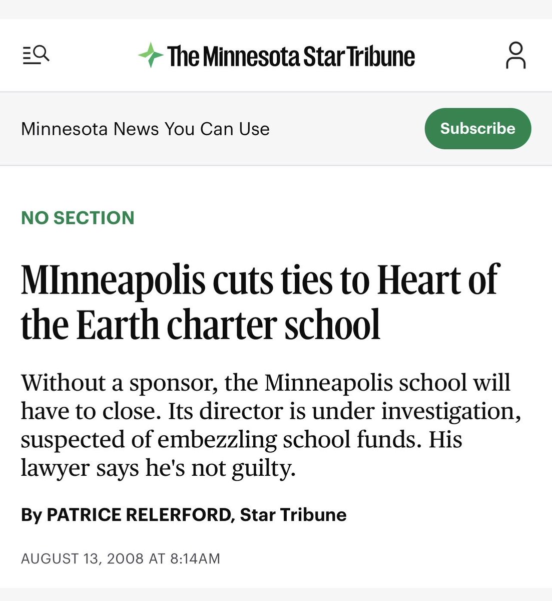 becka_thompson's tweet photo. There is a lot of talk about school closures and their impact. 

Reminds me of a massive school closure from almost 20 years ago… 

Let me tell you about it…

In the 1972, during the AIM movement, a Native American school was started near Minneapolis South High called “Heart of the Earth.” 

It was well loved by the community.

In the late 1990’s it turned into a charter school and Minneapolis Public Schools became its “authorizer” responsible for oversight and audit…

Despite requirements to audit and look over finances, and despite some strange dealings of the executive director, MPS board consistently deferred their oversight responsibilities with Heart of the Earth, and in 2006 even unanimously reapproved the charter despite never once having conducted any glance into the operations of the school.

Well, an audit was finally done, and in 2008 the director of Heart of the Earth was convicted of embezzling millions of dollars meant for Native American students and, after nearly 40 years, the school was forced to shut down.

An entire community lost its school, one that had been hard fought to build, and it has never been the same.

One person should not destroy a legacy school.  It’s actually not possible.
The gross mismanagement and lax oversight that befell HOTE was due to MPS and its board not prioritizing and fulfilling due diligence, and the entire community suffered for it.
They turned a blind eye before the check came due, much like we’re seeing revisited this week.

It’s an important cautionary tale for many reasons not the least of which is this:

Of the then 7 member Minneapolis school board that unanimously turned a blind eye to agressive fraud- 

only one still holds elected office,

Only one was Native American,

Only one continues to preside over embezzlement and fraud.

Do you know who that member is?

Peggy Flanagan.

“Those who do not know history are doomed to repeat it.”