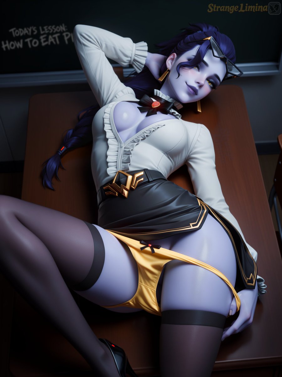 StrangeLimina's tweet photo. Ms. Lacroix asked you to stay after class for private lessons. Today’s lesson…

#Widowmaker #Overwatch https://t.co/D8xU0j6SkJ