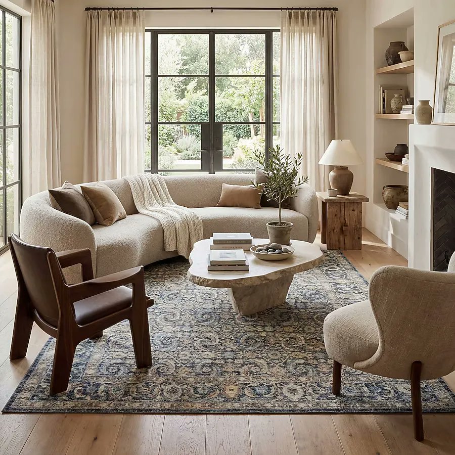 NoraCreates's tweet photo. Earthy textures and soft light — that's a style, not luck. Four palettes that land the same feeling: warm minimal, japandi, earthy modern, classic. Same room, four moods. Which one would you live in? 👇 #InteriorDesign #HomeDesign https://t.co/0VipJaWVTE
