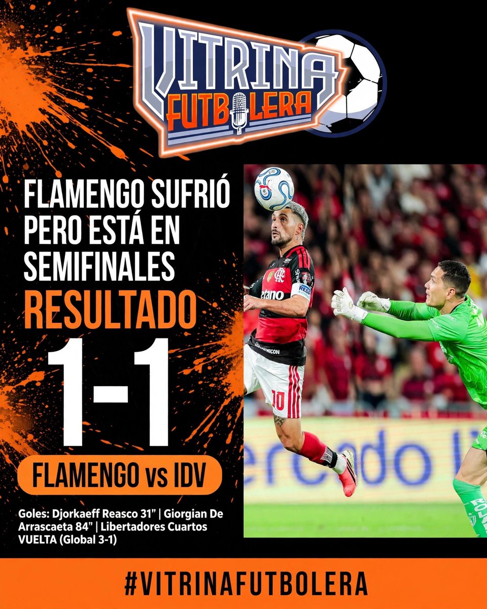 Vitrinafutboler's tweet photo. Independiente del Valle puso contra las cuerdas a Flamengo, pero no fue suficiente para remontar. 
Un grosero error al final del golero Quintana enfrió el ímpetu de los Rayados que no consiguieron los goles necesarios.
#idv #flamengo #mengão #ecuador #brasil https://t.co/ehrcq86hdG