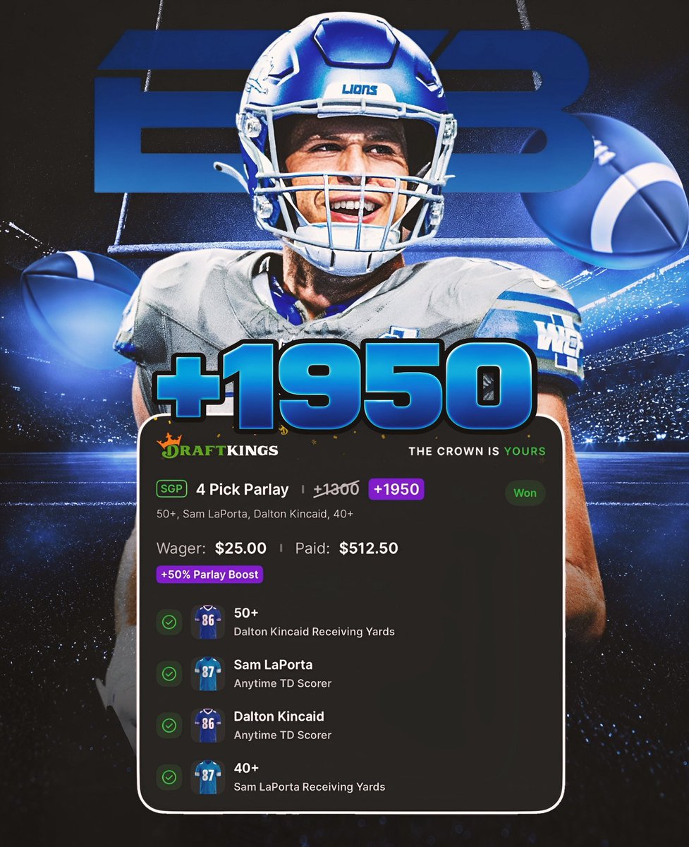 BTBSupport's tweet photo. TE Touchdowns get you paid 🫡 
(@Larry32__) 🦞 

+1950✅
$25 👉 $512 💰💰 

Show some love if you tailed 🫶 
🔗 https://t.co/nrJMDxcJ8A https://t.co/L9c9QHlsyN
