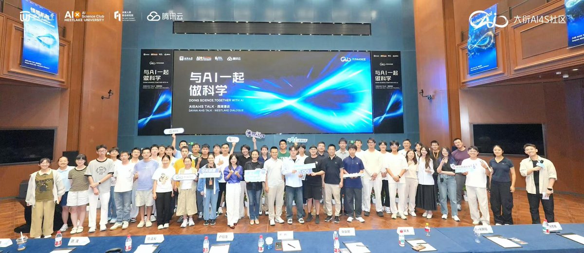 Scineticsai's tweet photo. Our Founder & CEO, Prof. Zaixi Zhang @ZaixiZhang, recently spoke at the AI4S event at @Westlake_Uni, together with Tencent Cloud @tencentcloud, on “Building the Brain Layer for Scientific AGI.”

He shared our thinking on science-native foundation models and closed-loop scientific discovery, and exchanged ideas with students on how AI can become a new tool for doing science.

Great to see so much curiosity and energy around AI for Science. The future of science will be built together.