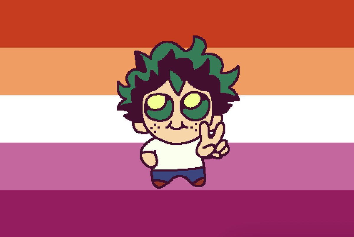dekudoodlez's tweet photo. lesbian flag for lesbians who are friends with deku https://t.co/0jU1T17qhz
