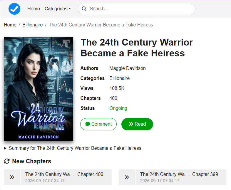 ExpReader's tweet photo. The 24th Century Warrior Became a Fake Heiress novel read online Free PDF:
By: Maggie Davidson
Main: Isabella Powell
Read Full chapter: https://t.co/8izxCL0GdJ https://t.co/qLvggO7vR7