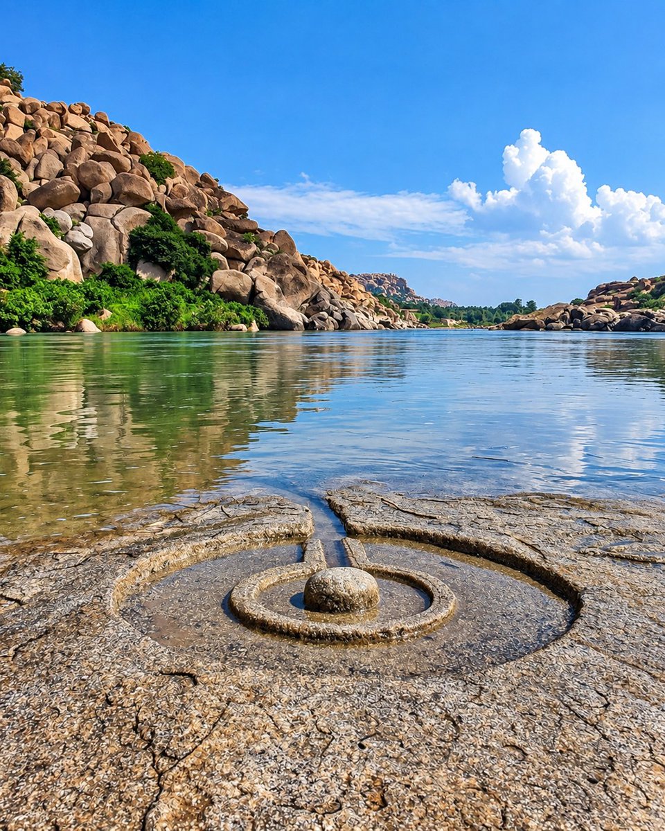 LostTemple7's tweet photo. Ancient Shivlingam on the bank of Tungabhadra river, Hampi https://t.co/MmjLZ4wcfa