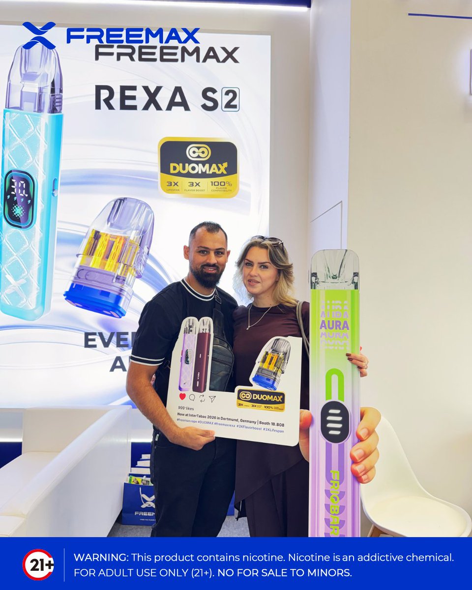 Freemaxvape's tweet photo. InterTabac 2026 has officially wrapped up.
Thank you to everyone who stopped by FREEMAX at Booth 1B.B08 in Dortmund. See you at the next show.
#FREEMAX #InterTabac2026 #Dortmund #VapeExpo
Warning: This product contains nicotine. Nicotine is an addictive chemical. Must be 21+. https://t.co/uCPzlUTU2B