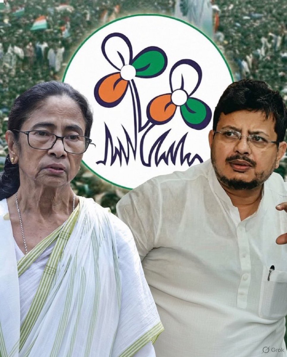 GenerationInc25's tweet photo. 🚨 BIG BREAKING: Election Commission freezes TMC’s party name &amp; reserved symbol ahead of West Bengal bypolls

Mamata Banerjee and Ritabrata Banerjee — cannot use TMC name or “Flowers &amp; Grass” symbol for now

Both sides must choose a new name and symbol for October 6 bypolls. https://t.co/gp2ilbSgp5