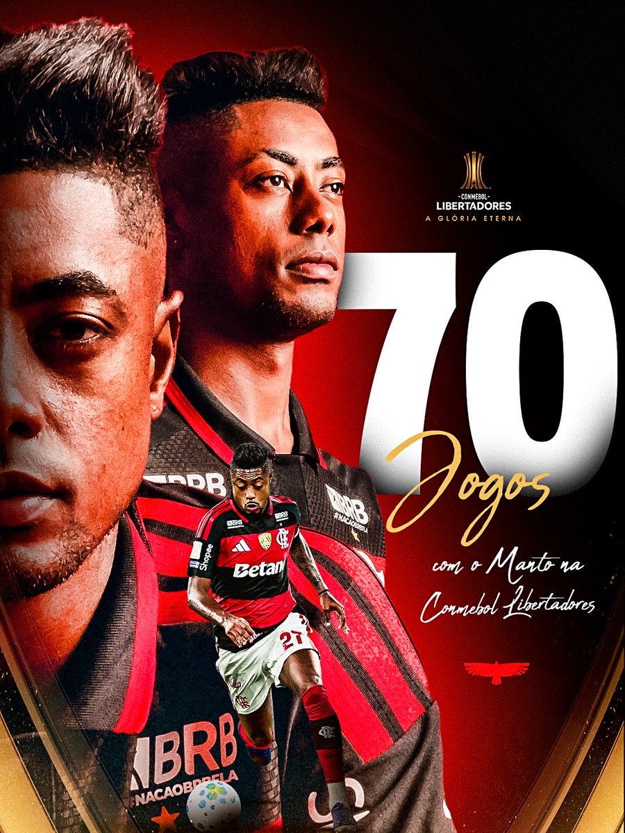 Flamengo's tweet photo. BH7️⃣0️⃣! Histórico, ídolo! 70 partidas com o Manto em Libertadores. Seguimos por mais conquistas!

#lm https://t.co/iHIrx2bSbt