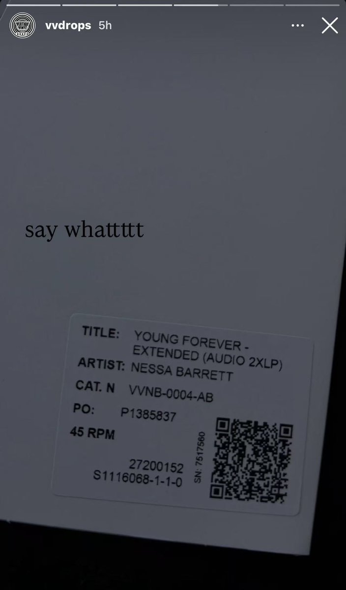 nessabarretthq's tweet photo. Vertigo Vinyl teases “young forever (extended)” vinyl drop. 🪽👀 https://t.co/I08NzbjsUo